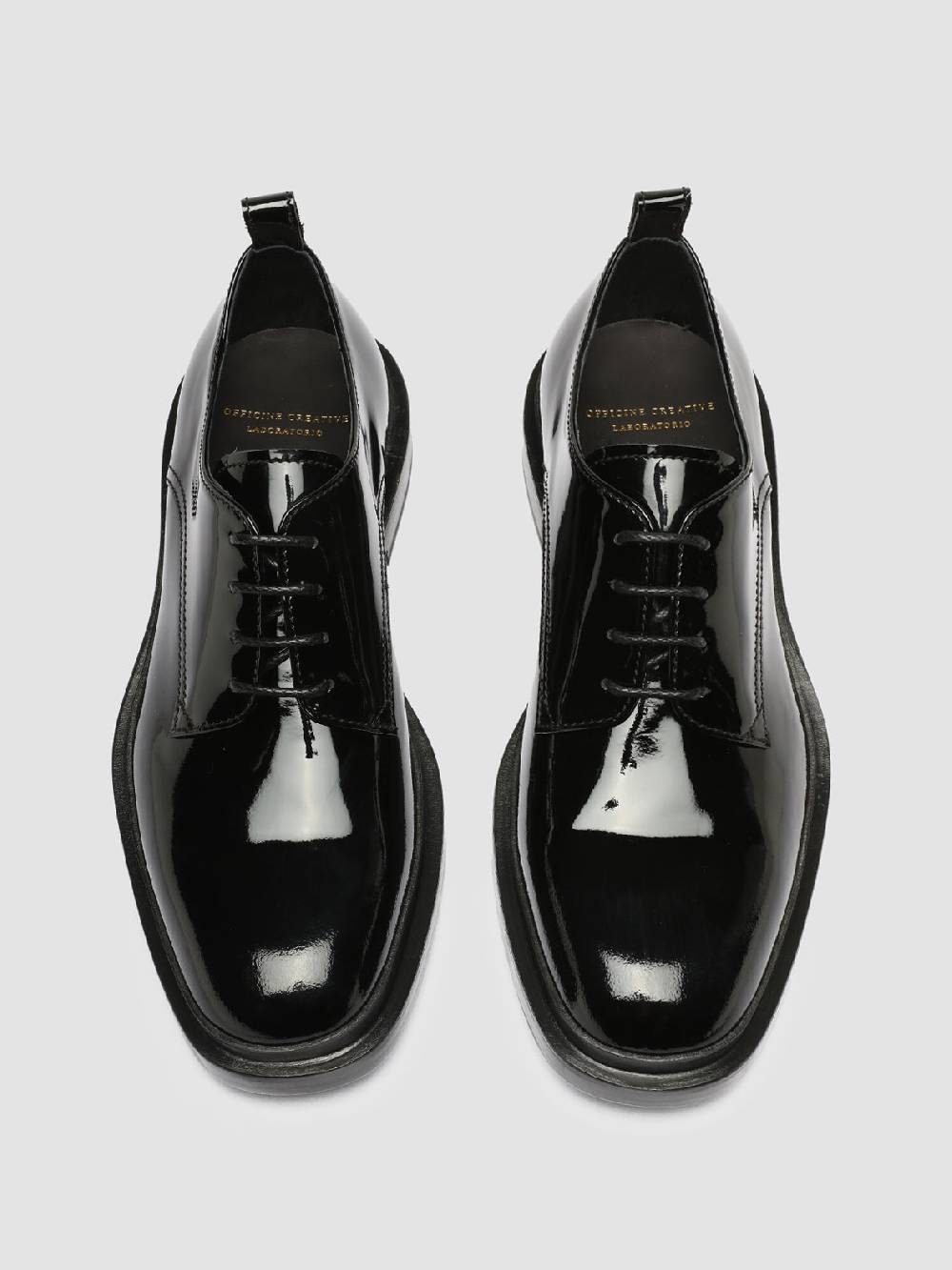 Officine Creative CONCRETE 003 Derby in Pelle Nera Vendite Flash