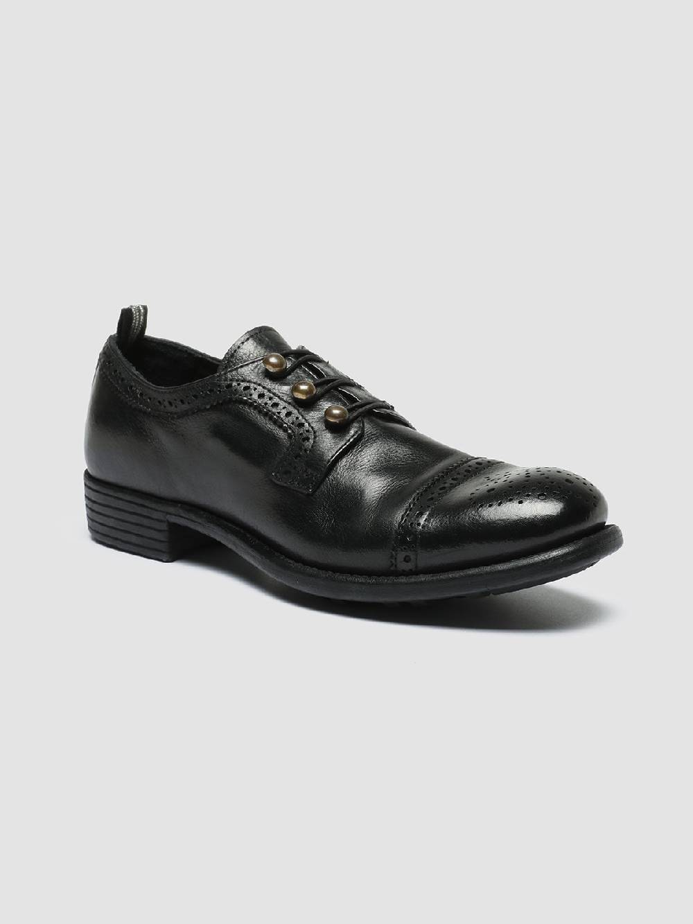 Officine Creative CALIXTE 022 Derby con Motivo Brogue in Pelle Nera Consegna Veloce