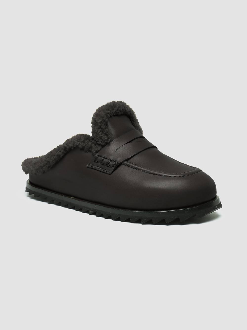 Officine Creative PELAGIE D’HIVER 007 Sabot in Pelle Marrone e Montone Prezzo Ridotto