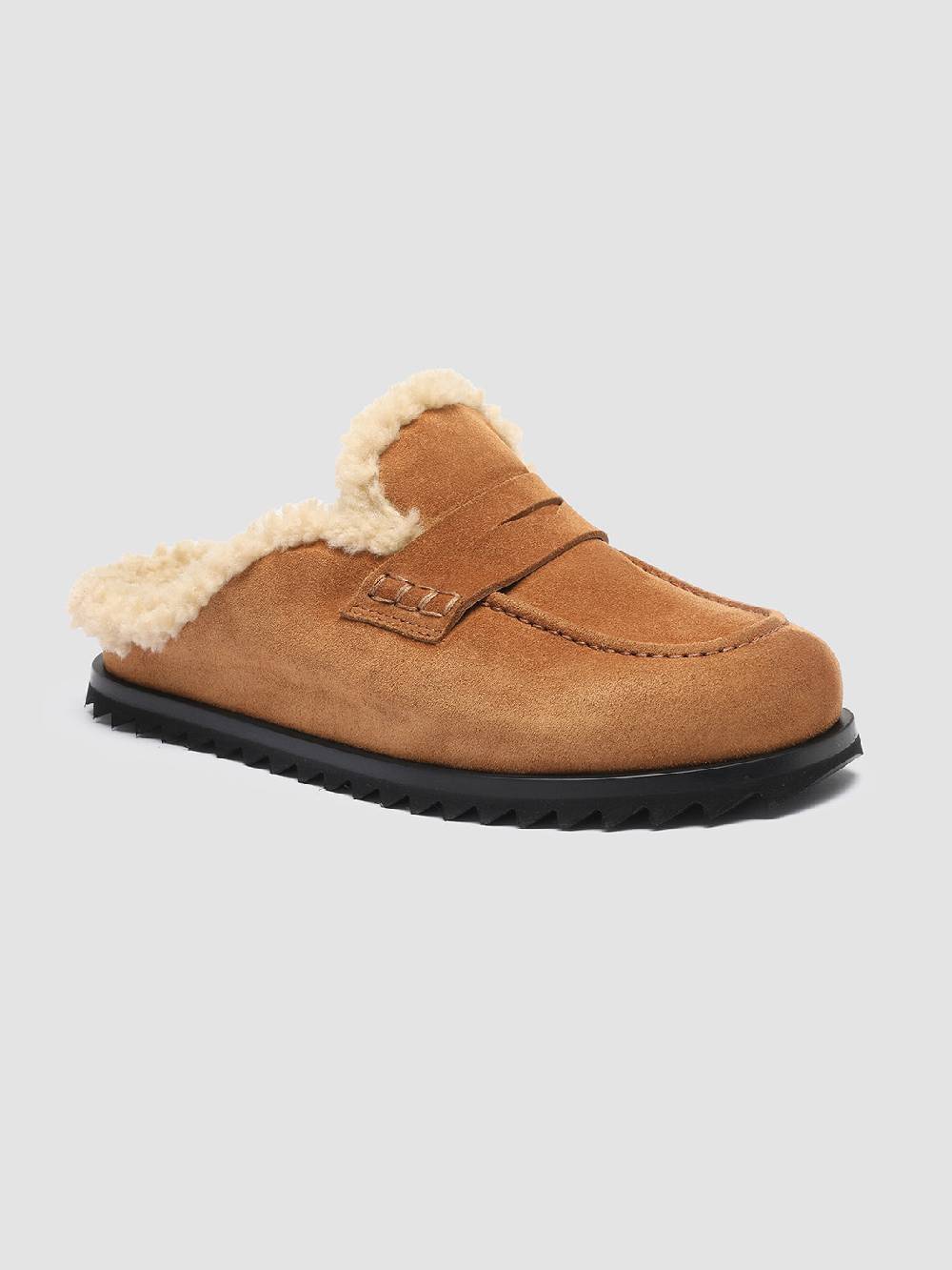 Officine Creative PELAGIE D’HIVER 007 Sabot in Pelle Scamosciata Marrone e montone Sottocosto