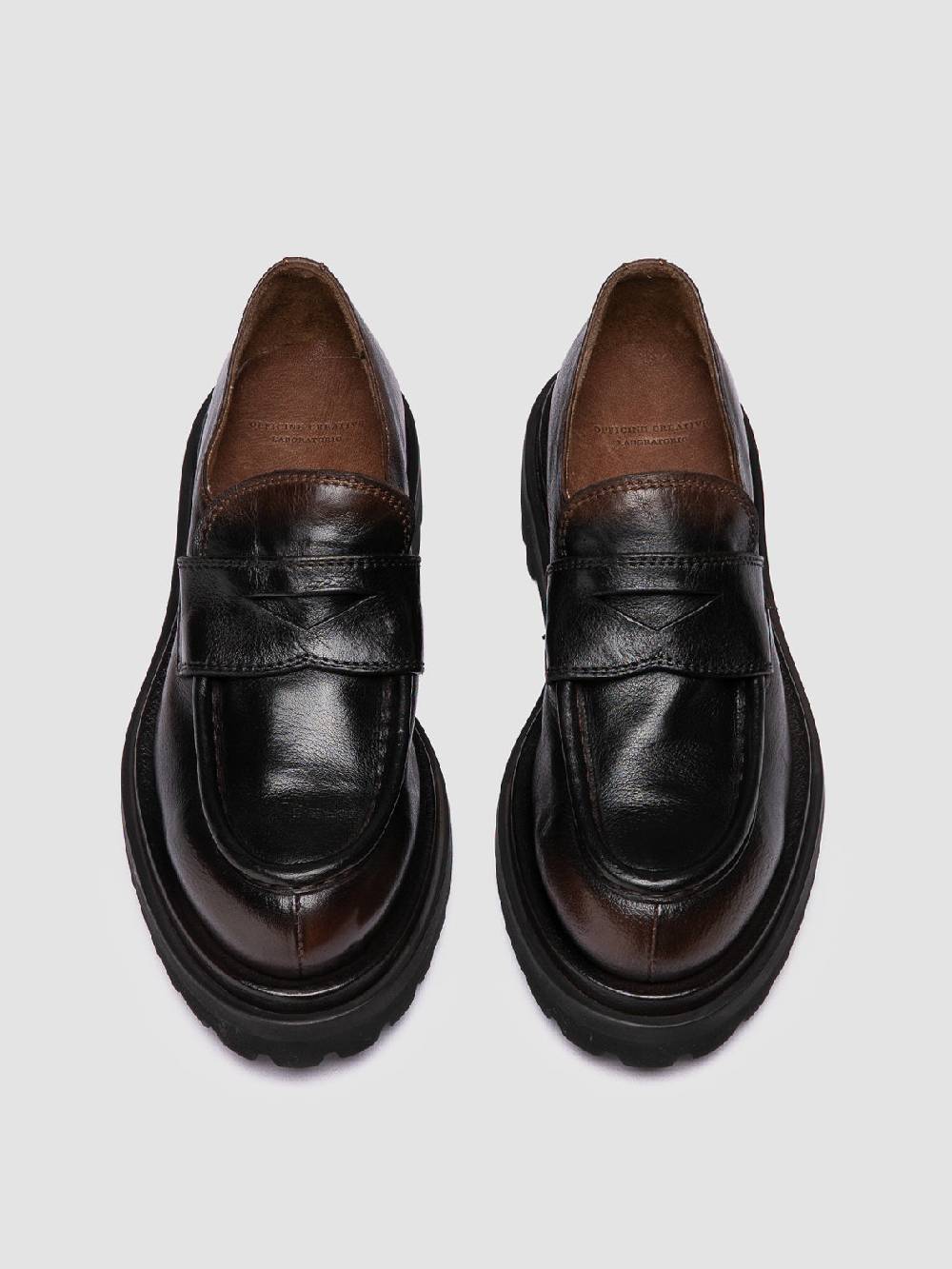 Officine Creative WISAL DD 101 Mocassini in Pelle Marrone Saldi Di Fabbrica