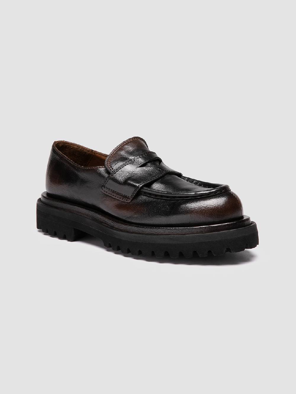 Officine Creative WISAL DD 101 Mocassini in Pelle Marrone Saldi Di Fabbrica