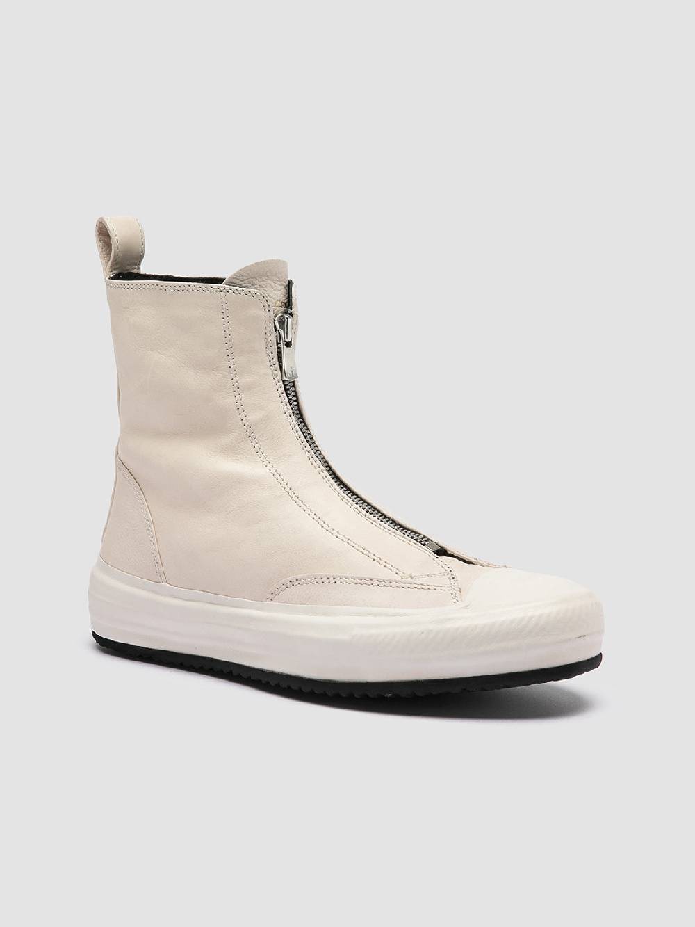 Officine Creative MES 109 Sneaker Alte in Pelle Avorio Nuova