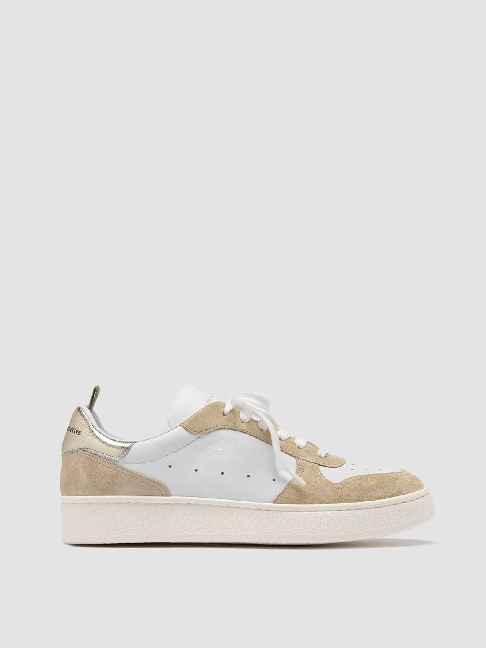 Officine Creative MOWER 110 Sneakers Basse in Pelle e Camoscio Bianca