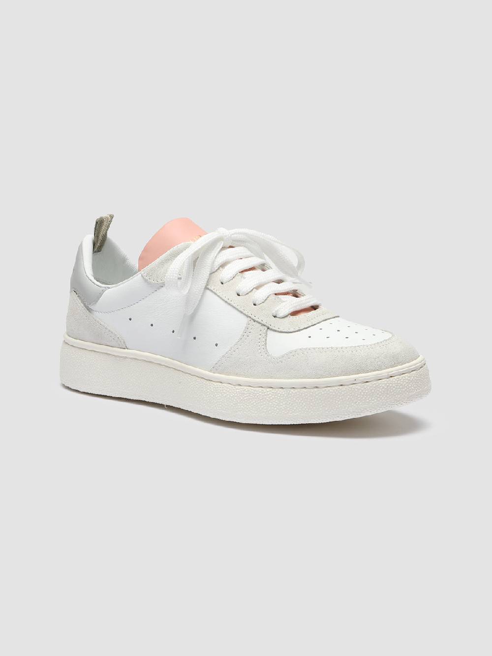 Officine Creative MOWER 110 Sneakers in Pelle Liscia e Scamosciata Bianca 50% di sconto per tempo limitato