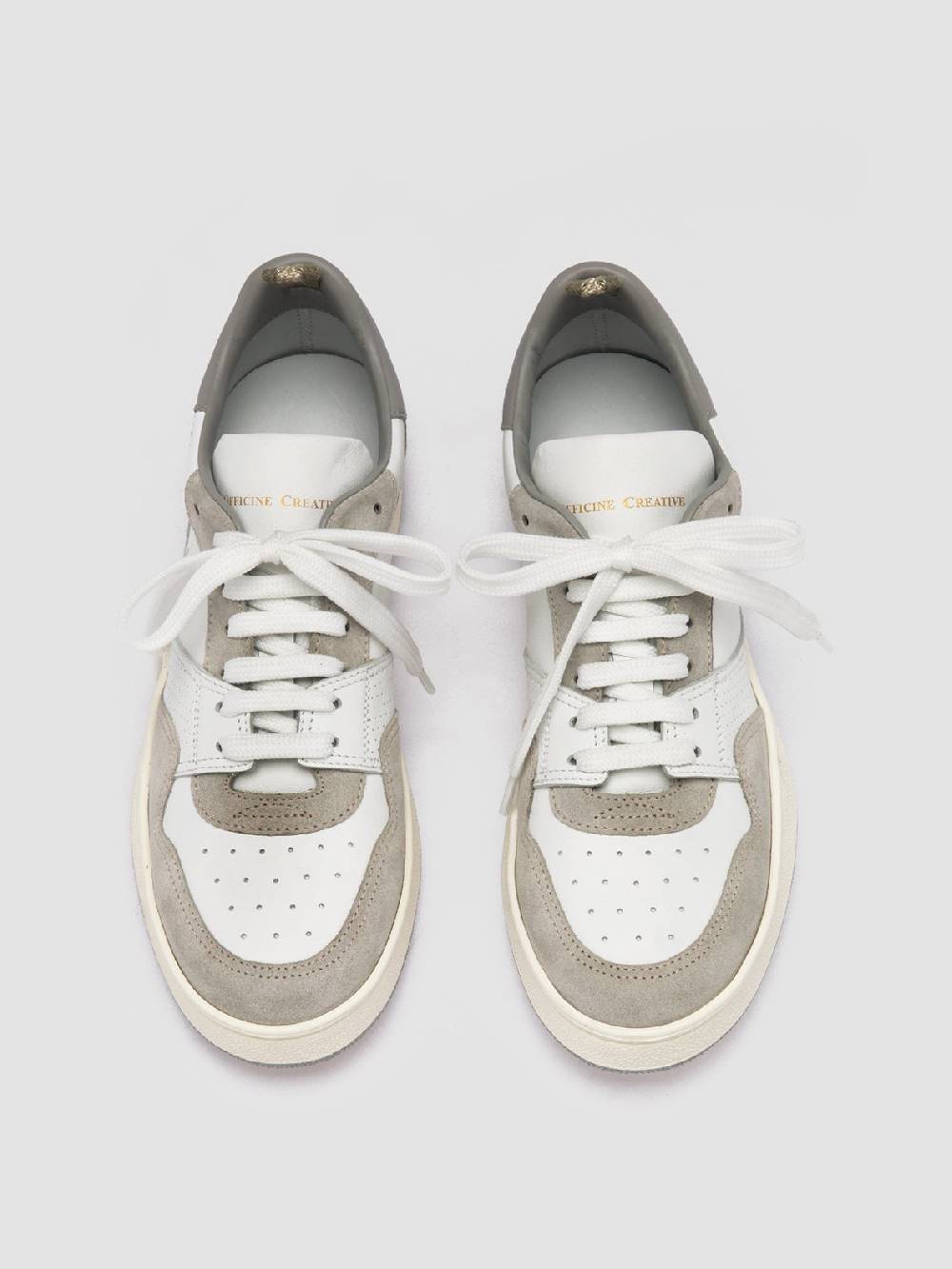 Officine Creative MOWER 120 Sneakers Basse in Pelle e Camoscio Bianca Nuovo