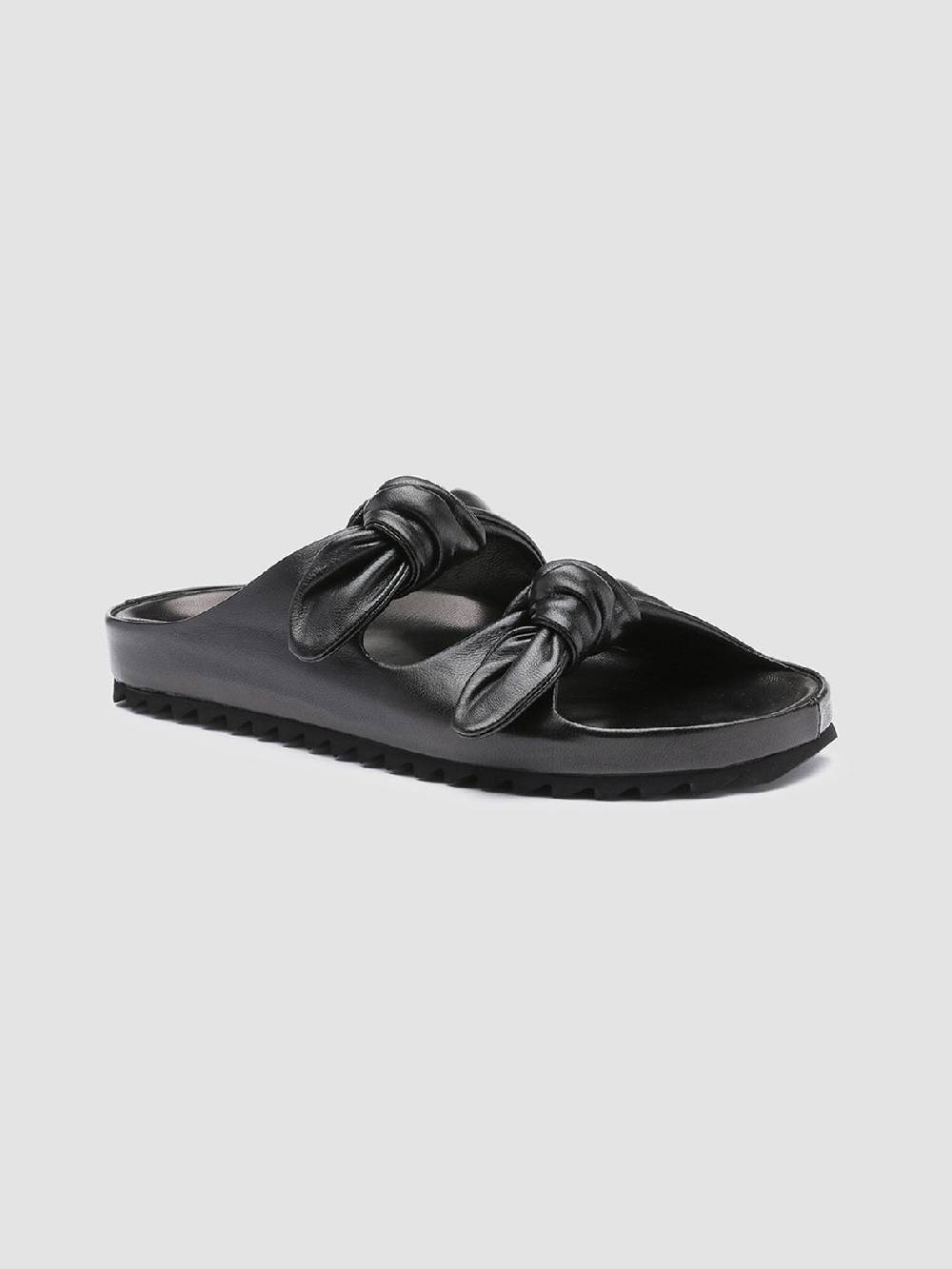 Officine Creative PELAGIE 010 Sandali in Pelle Intrecciata Nera Prezzo Ridotto