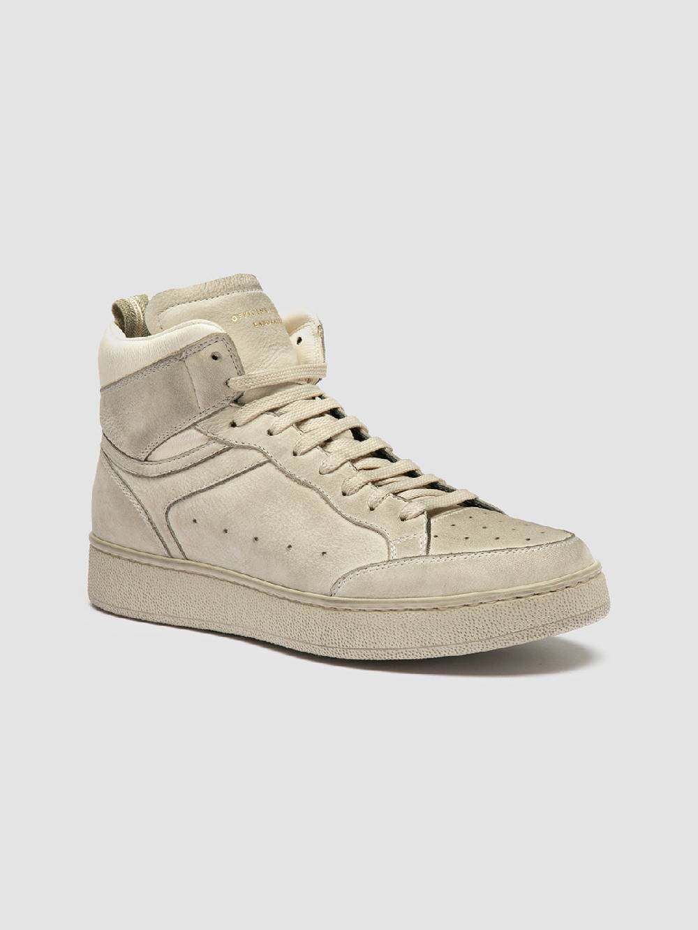 Officine Creative THE ANSWER 108 Sneaker Alte in Nabuk Bianco Sporco Offerte