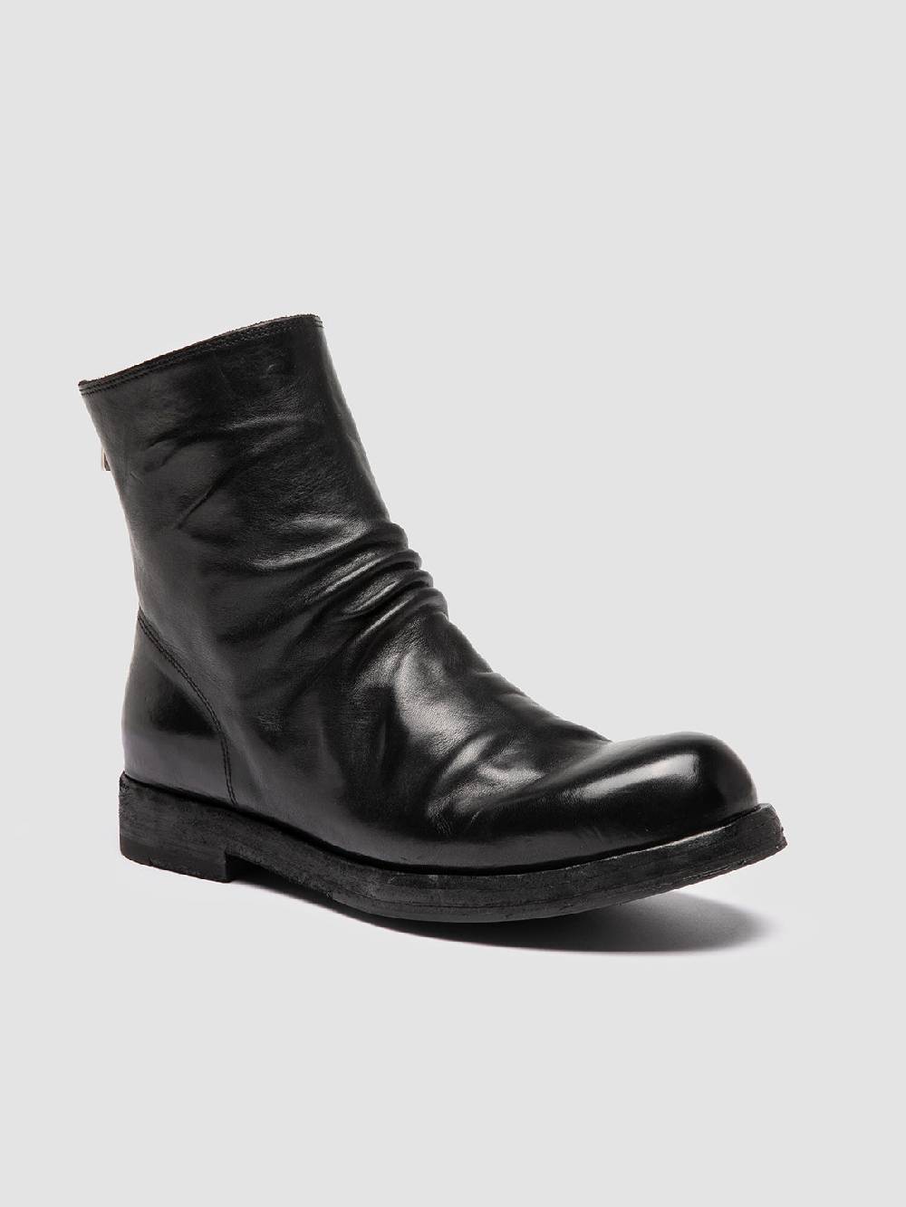 Officine Creative BULLA DD 303 Stivali con Zip in Pelle Nera Vendita Economica