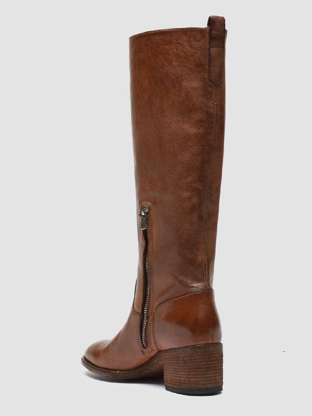 Officine Creative DENNER 116 Stivali Zip in Pelle Marrone Italy