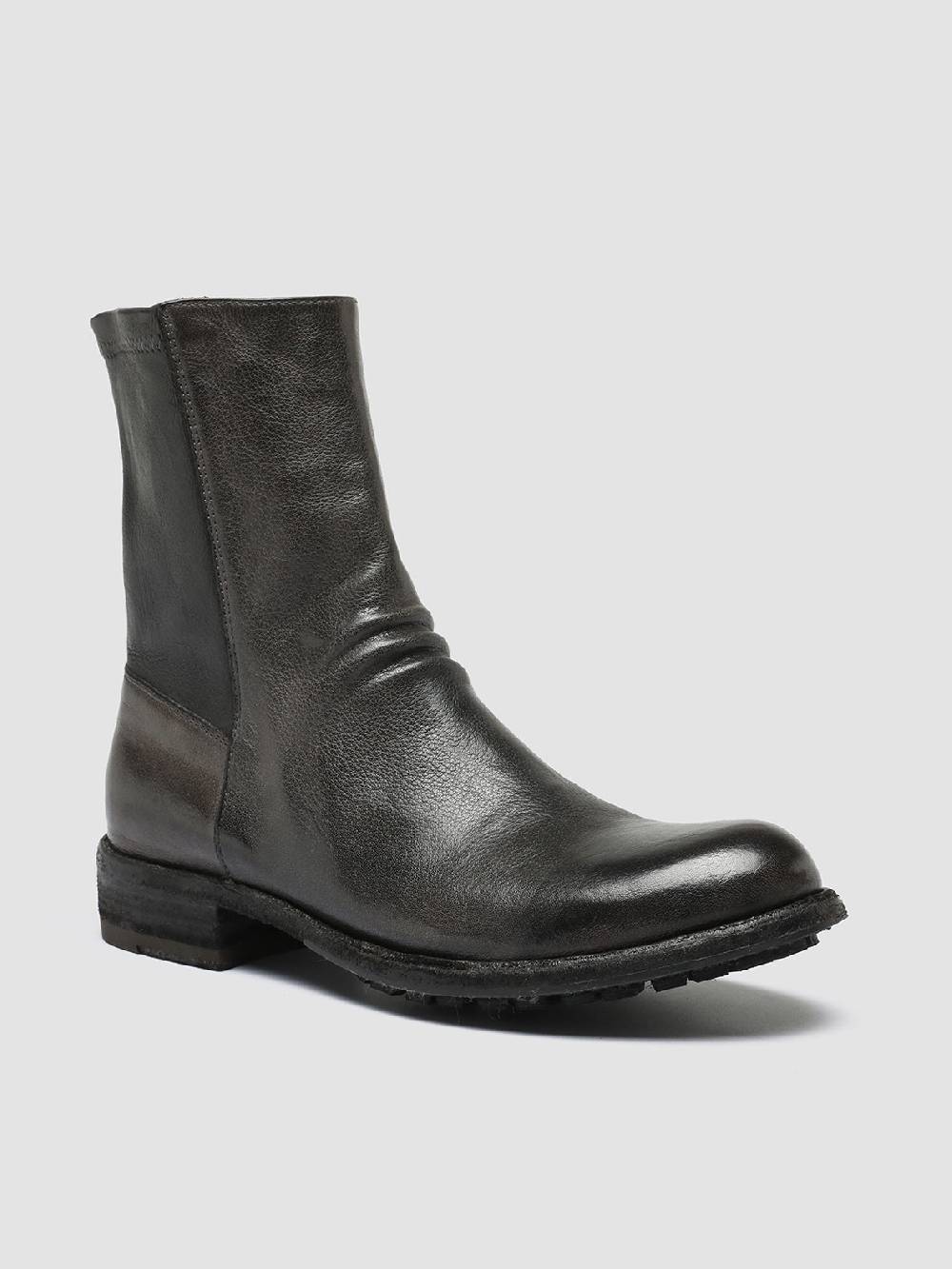 Officine Creative LEGRAND 203 Stivali Zip in Pelle Grigia Qualità Garantita