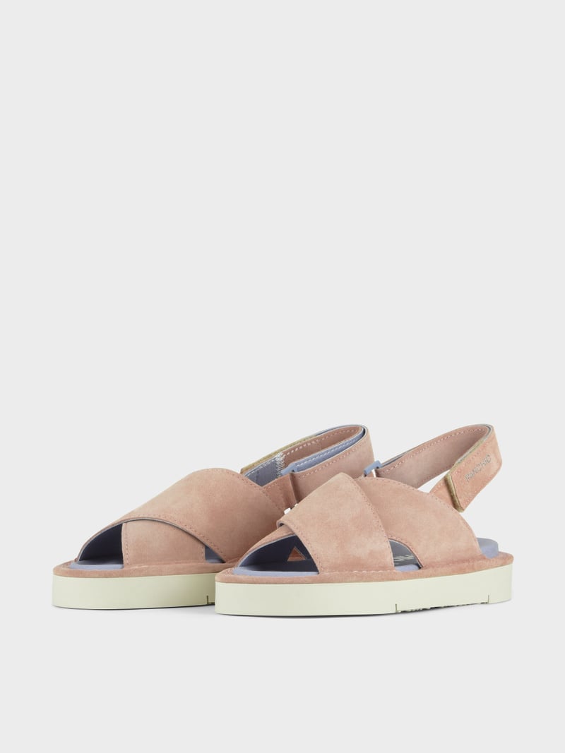 Panchic SANDALO INCROCIATO P67 DONNA IN SUEDE E MICROFIBRA ROSA CIPRIA Saldi