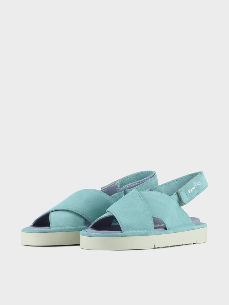 Panchic SANDALO INCROCIATO P67 DONNA IN SUEDE E MICROFIBRA ACQUAMARINA Offerte
