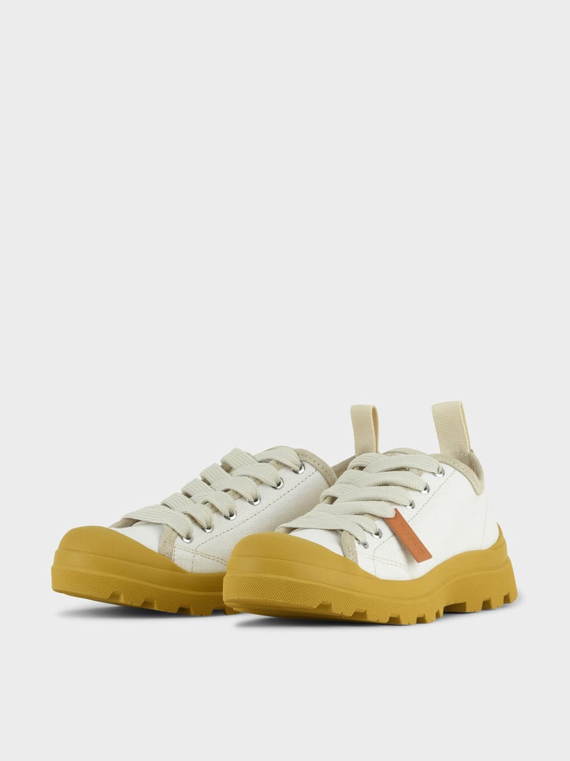 Panchic SCARPA ALLACCIATA P03 DONNA IN LINO E SUEDE BIANCO-GIALLO Negozio