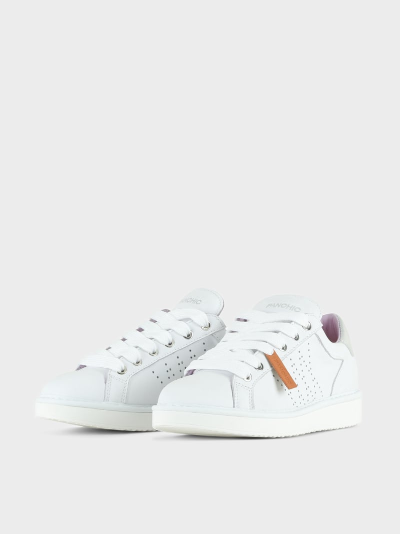Panchic SCARPA ALLACCIATA P01 DONNA IN PELLE BIANCO-ARGENTO Soddisfazione Garantita