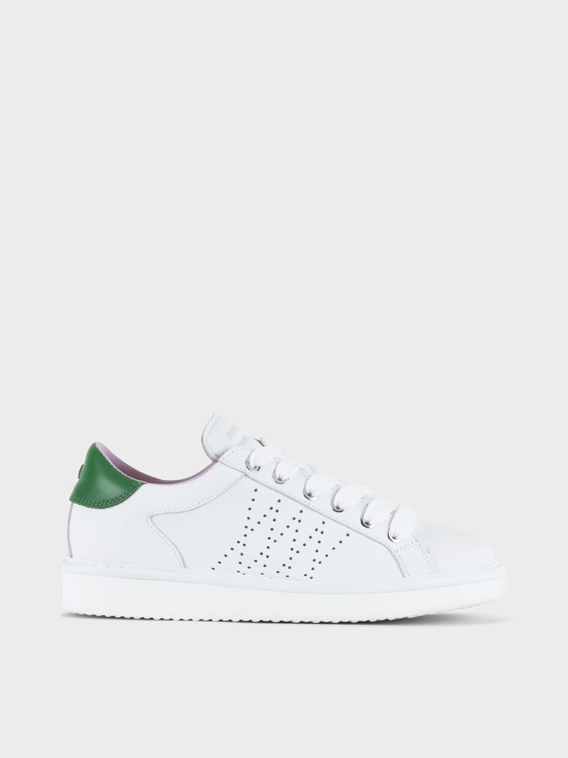 Panchic SCARPA ALLACCIATA P01 DONNA IN PELLE BIANCO-BOTTIGLIA