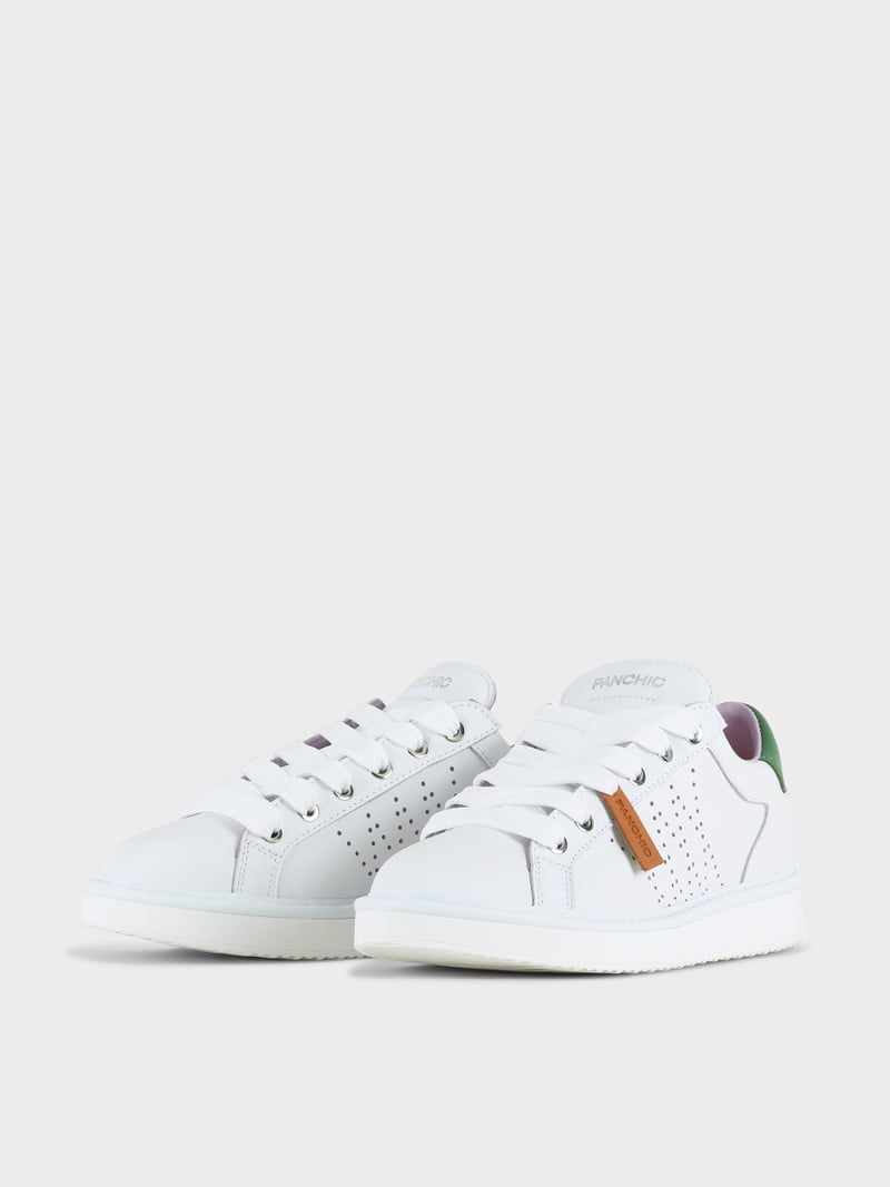 Panchic SCARPA ALLACCIATA P01 DONNA IN PELLE BIANCO-BOTTIGLIA Promozione Limitata