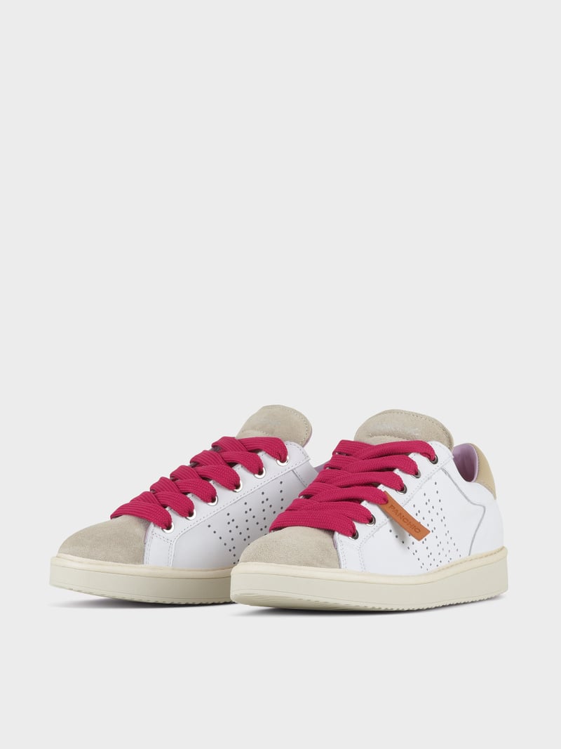 Panchic SCARPA ALLACCIATA P01 DONNA IN PELLE E SUEDE BIANCO-NEBBIA-FUCSIA Fino Al -60%