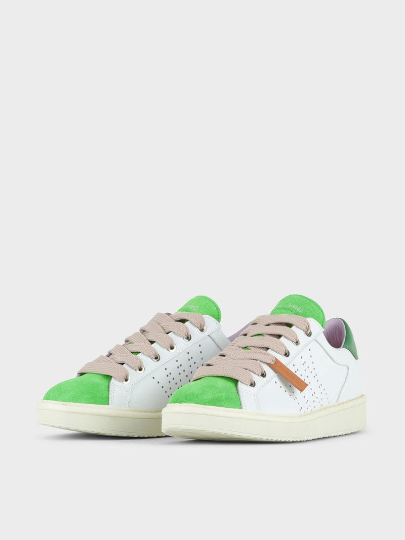 Panchic SCARPA ALLACCIATA P01 DONNA IN PELLE E SUEDE BIANCO-VERDE SMERALDO-ROSA CIPRIA Shopping Online