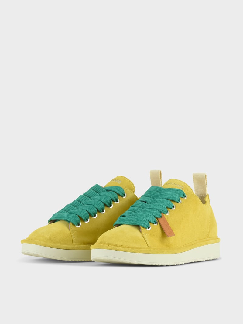 Panchic SCARPA ALLACCIATA P01 DONNA IN SUEDE GIALLO-VERDE SMERALDO Sottocosto