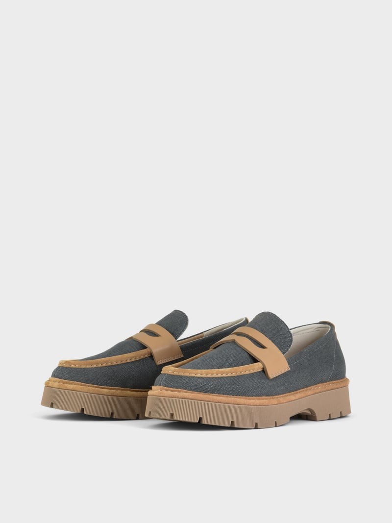 Panchic SLIP ON P99 UOMO IN LINO E SUEDE ASFALTO Sconto