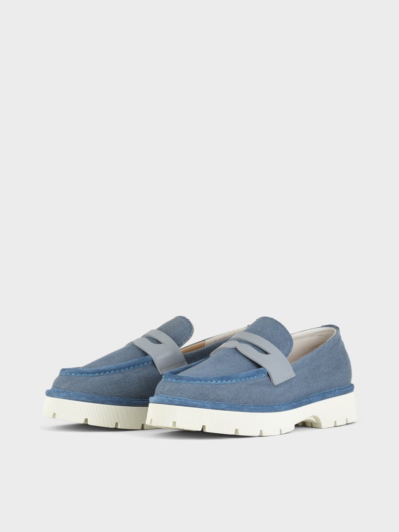 Panchic SLIP ON P99 UOMO IN LINO E SUEDE BLU DENIM Offerta