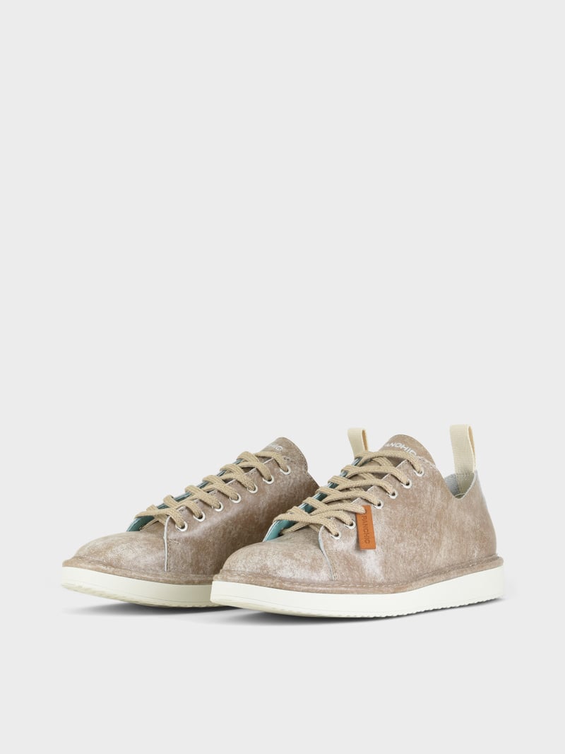 Panchic SCARPA ALLACCIATA P01 UOMO IN PELLE CON FINISH AVIATOR NOCE Nuovo