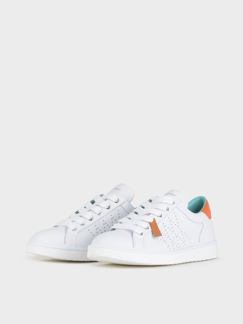 Panchic SCARPA ALLACCIATA P01 UOMO IN PELLE BIANCO-ARANCIO Vendita