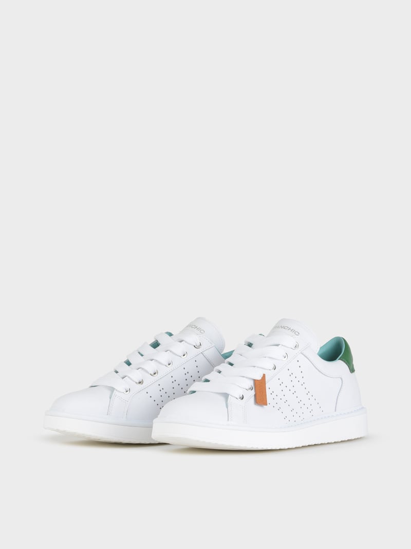 Panchic SCARPA ALLACCIATA P01 UOMO IN PELLE BIANCO-VERDE Promozione