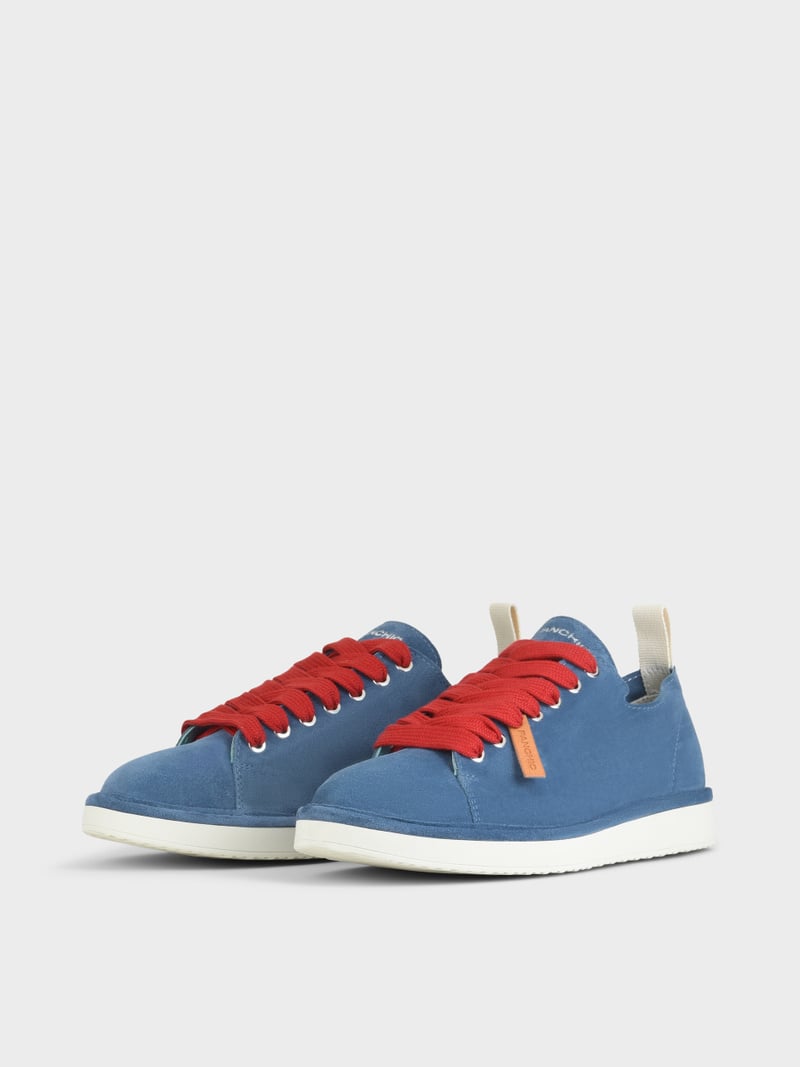 Panchic SCARPA ALLACCIATA P01 UOMO IN SUEDE BLUE-ROSSO Soddisfazione Garantita