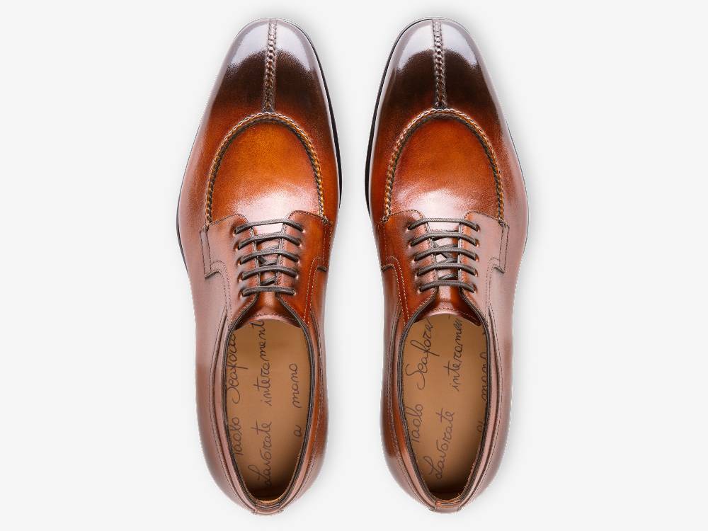 ﻿Paolo Sartori Art. 583 Derby in pelle Anticata Cognac In Vendita