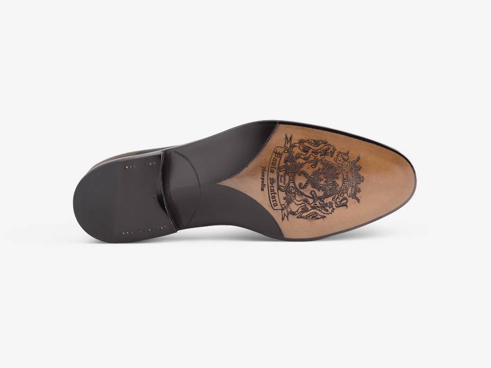 ﻿Paolo Sartori Art. 583 Derby in pelle Anticata Cognac In Vendita