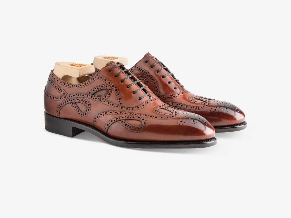 Paolo Sartori Oxford in Antiqued Cognac Leather Oxford in pelle Anticata Cognac Vendite Flash