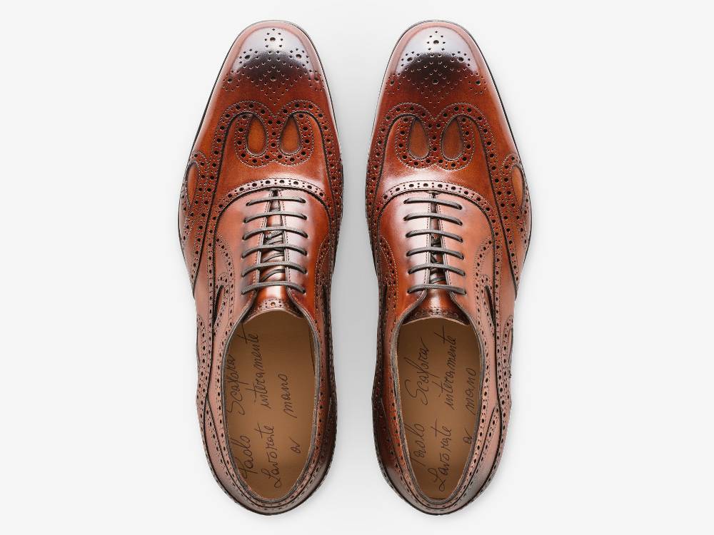 Paolo Sartori Oxford in Antiqued Cognac Leather Oxford in pelle Anticata Cognac Vendite Flash