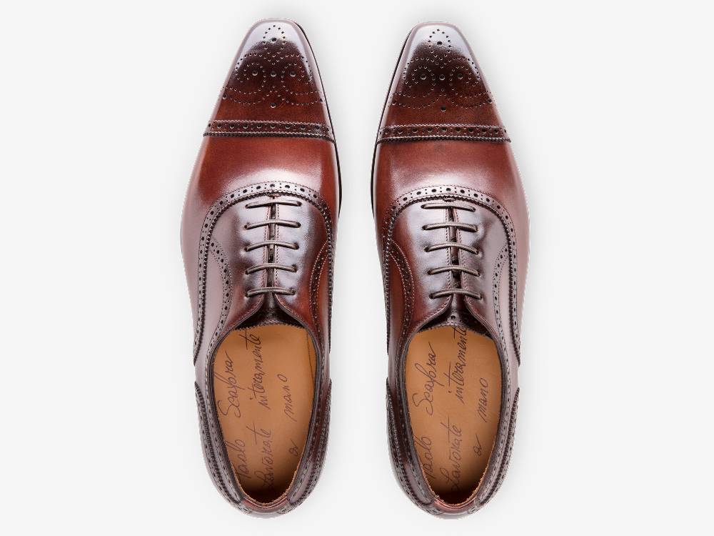 Paolo Sartori Art. 587 Oxford in pelle Anticata Amarone Pezzi Unici