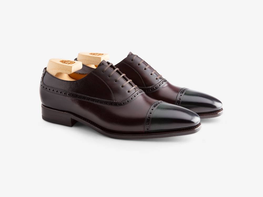 Paolo Sartori Art. 695 Oxford in pelle Anticata Vietri con punta Petrolio Qualità Garantita