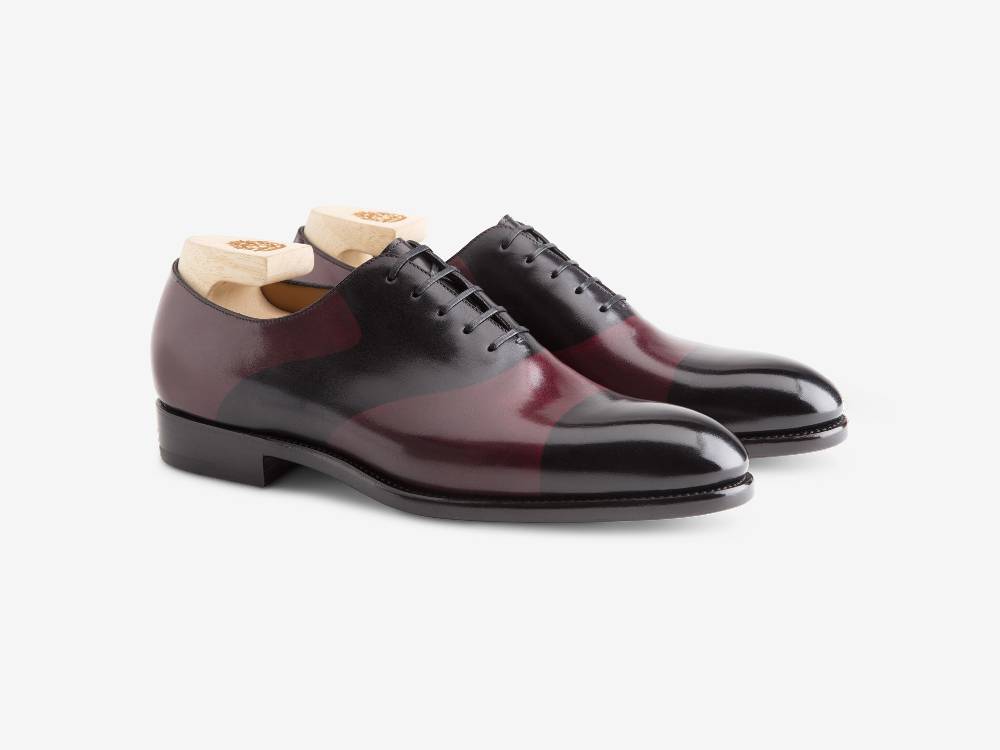 Paolo Sartori ART. 659 Oxford in pelle Dipinta a Mano Bordeaux e Nero Negozi Online