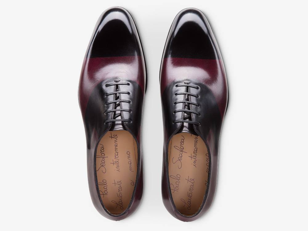 Paolo Sartori ART. 659 Oxford in pelle Dipinta a Mano Bordeaux e Nero Negozi Online