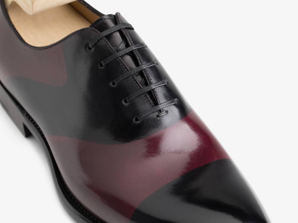 Paolo Sartori ART. 659 Oxford in pelle Dipinta a Mano Bordeaux e Nero Negozi Online