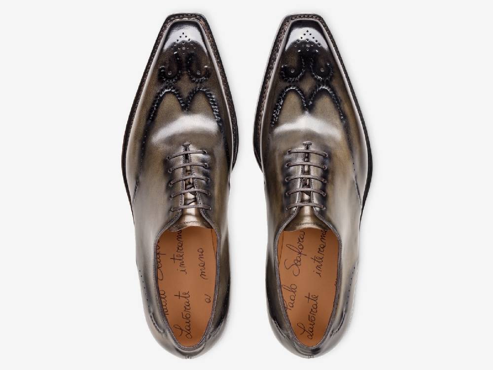 Paolo Sartori Art. 792 Oxford in Antiqued Verdegris Leather Convenienza