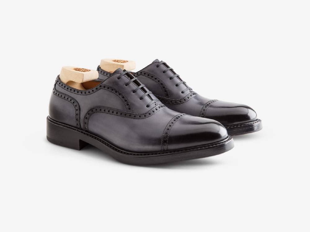 Paolo Sartori Art. 769 Oxford in Antiqued Grigio Leather Presa