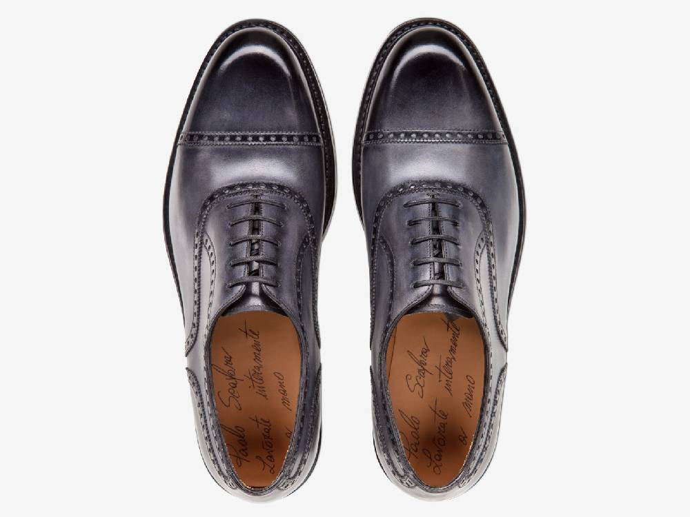 Paolo Sartori Art. 769 Oxford in Antiqued Grigio Leather Presa
