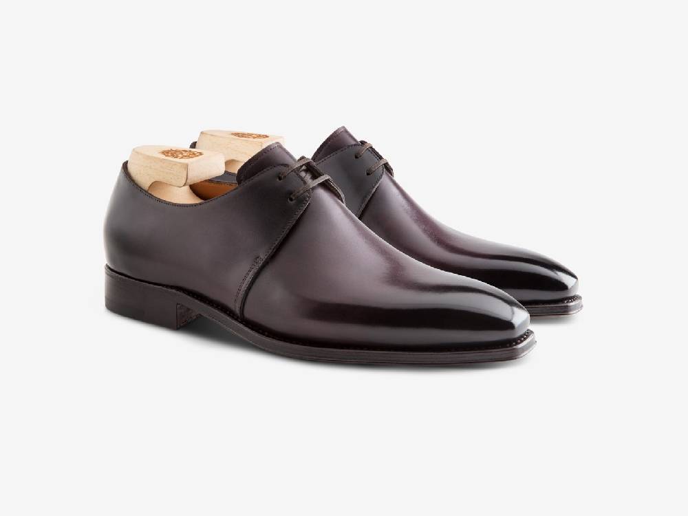 Paolo Sartori Art. 739 Derby in Antiqued Melanzana Leather Vendite Flash
