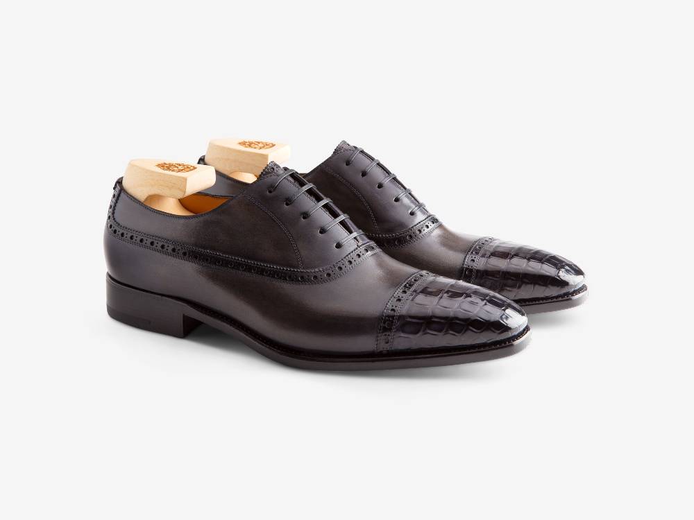 Paolo Sartori Art. 695 Oxford in pelle Anticata Grigio In Saldo
