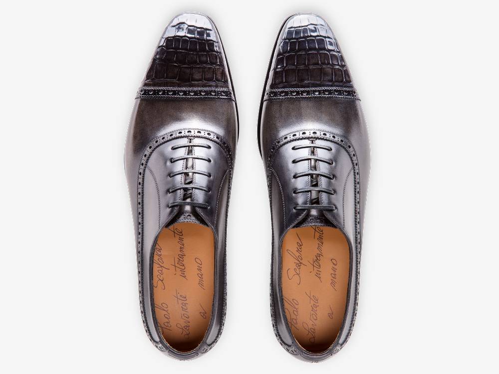 Paolo Sartori Art. 695 Oxford in pelle Anticata Grigio In Saldo