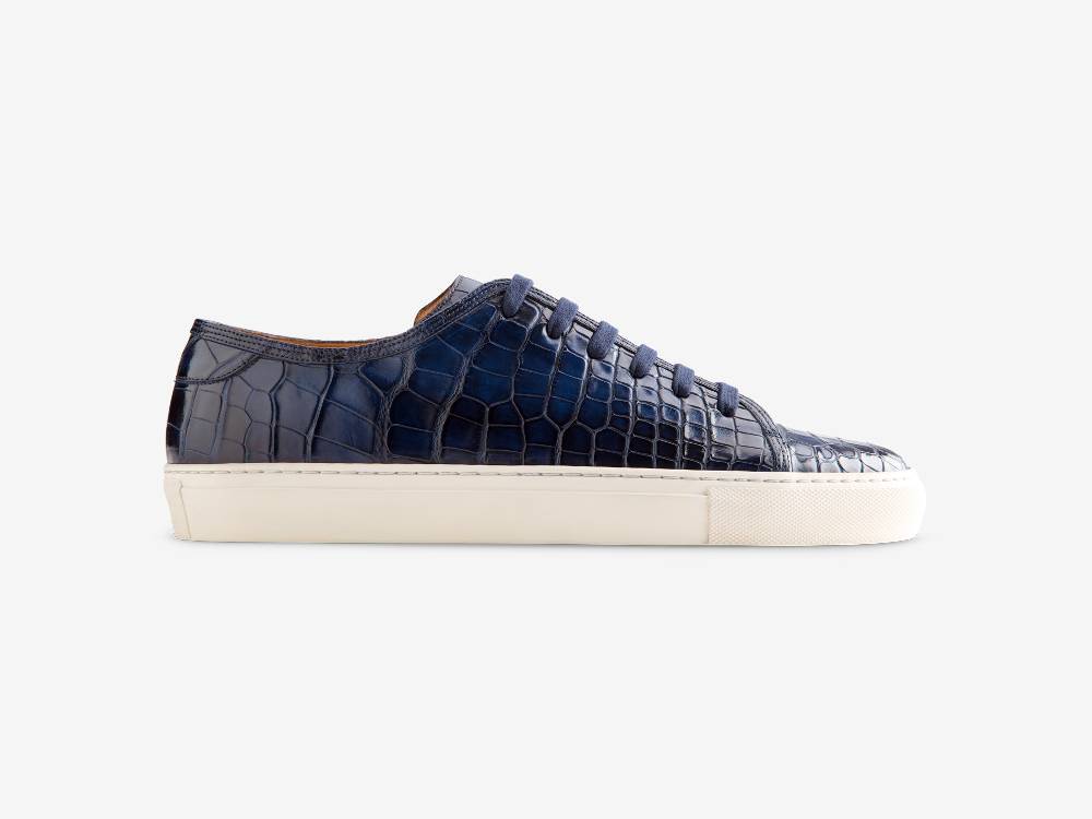 Paolo Sartori Art.Tenny1 Sneakers In Alligatore Anticata Oceano