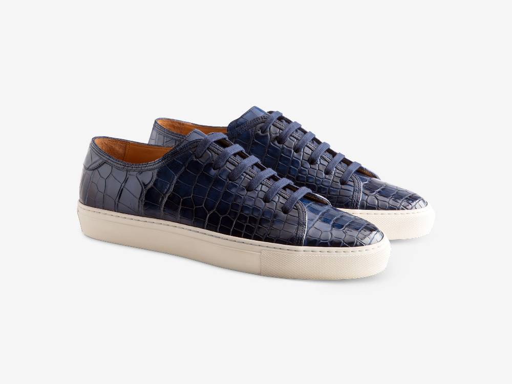 Paolo Sartori Art.Tenny1 Sneakers In Alligatore Anticata Oceano Offerta per la Festa della Mamma