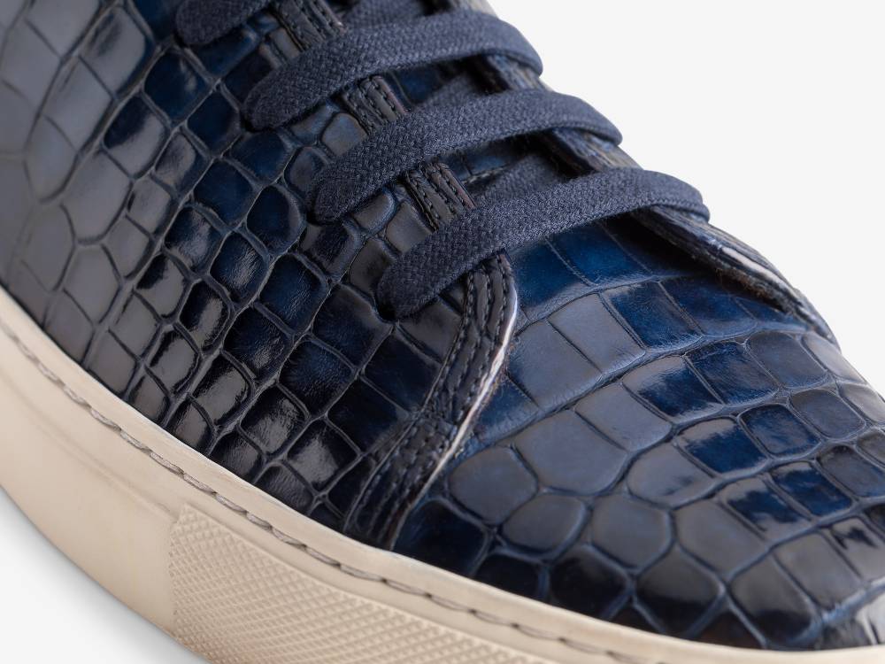 Paolo Sartori Art.Tenny1 Sneakers In Alligatore Anticata Oceano Offerta per la Festa della Mamma