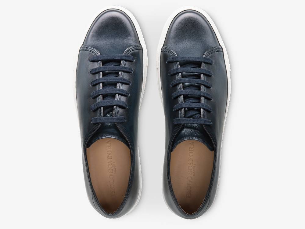 Paolo Sartori Art.Tenny1 Sneakers In Pelle Anticata Oceano Italia