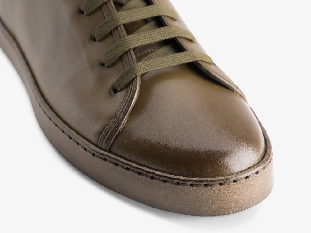 Paolo Sartori Art.Tenny1 Sneakers In Pelle Anticata Muschio In Linea